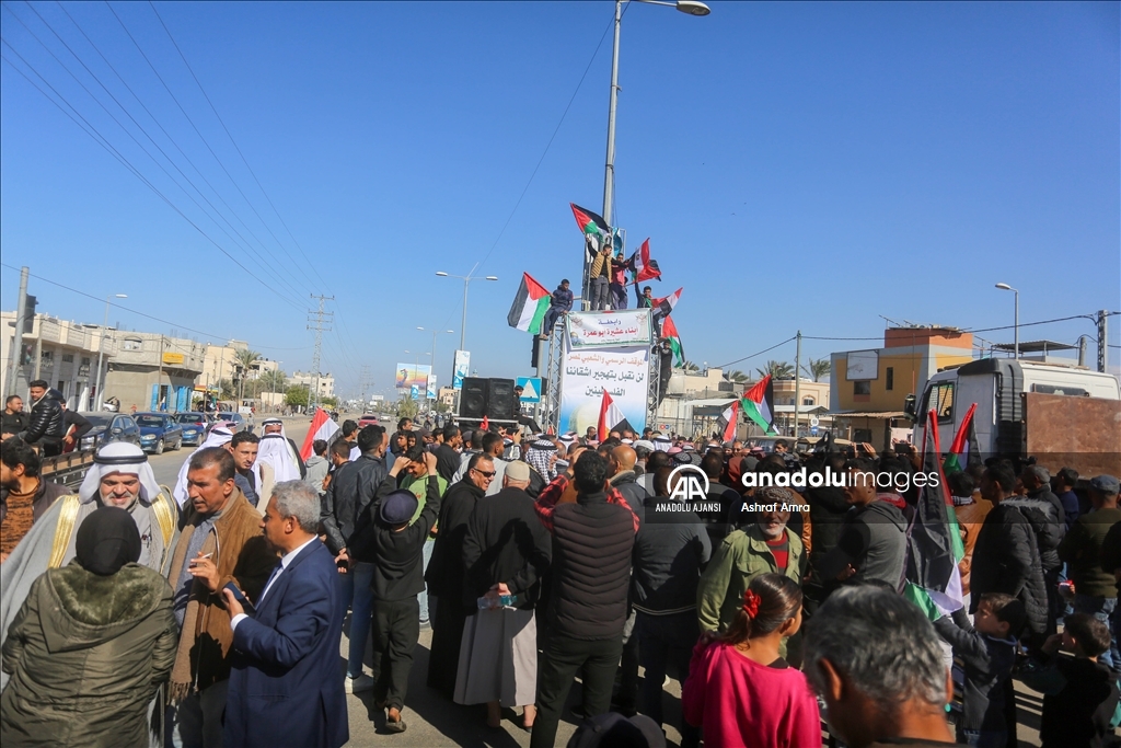 Gazze halkının tehcir edilmesi çağrısını reddeden Mısır ve Ürdün’ün tutumuna destek gösterisi 