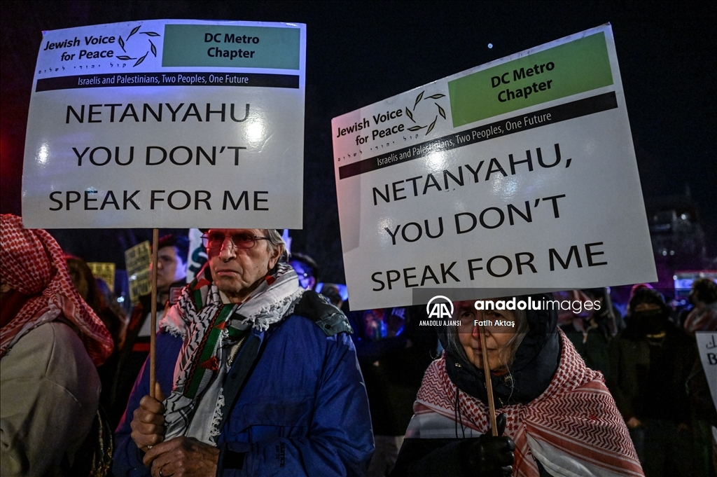 İsrail Başbakanı Netanyahu’nun ABD ziyareti Beyaz Saray'ın önünde protesto edildi