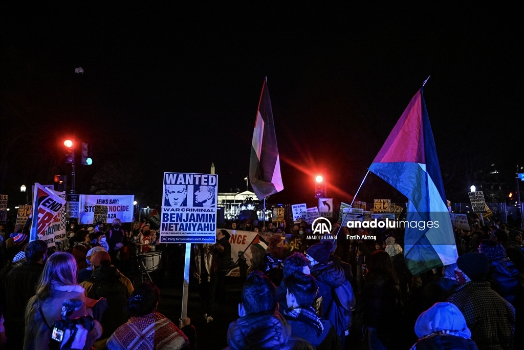 İsrail Başbakanı Netanyahu’nun ABD ziyareti Beyaz Saray'ın önünde protesto edildi