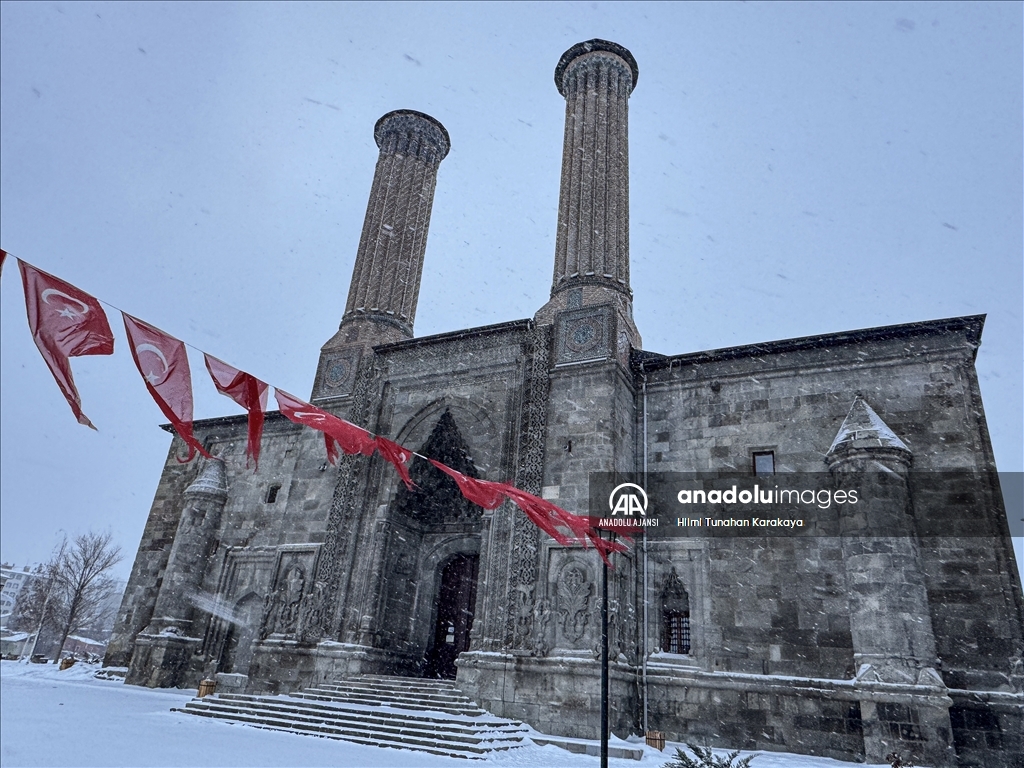 Erzurum'da kar
