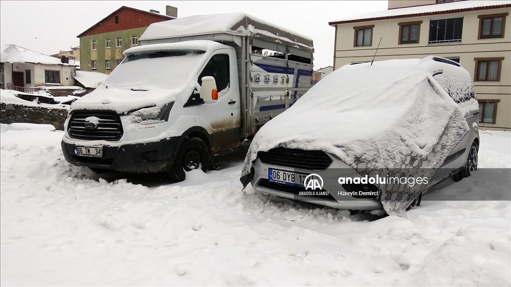Kars'ta kar yağışı etkili oldu