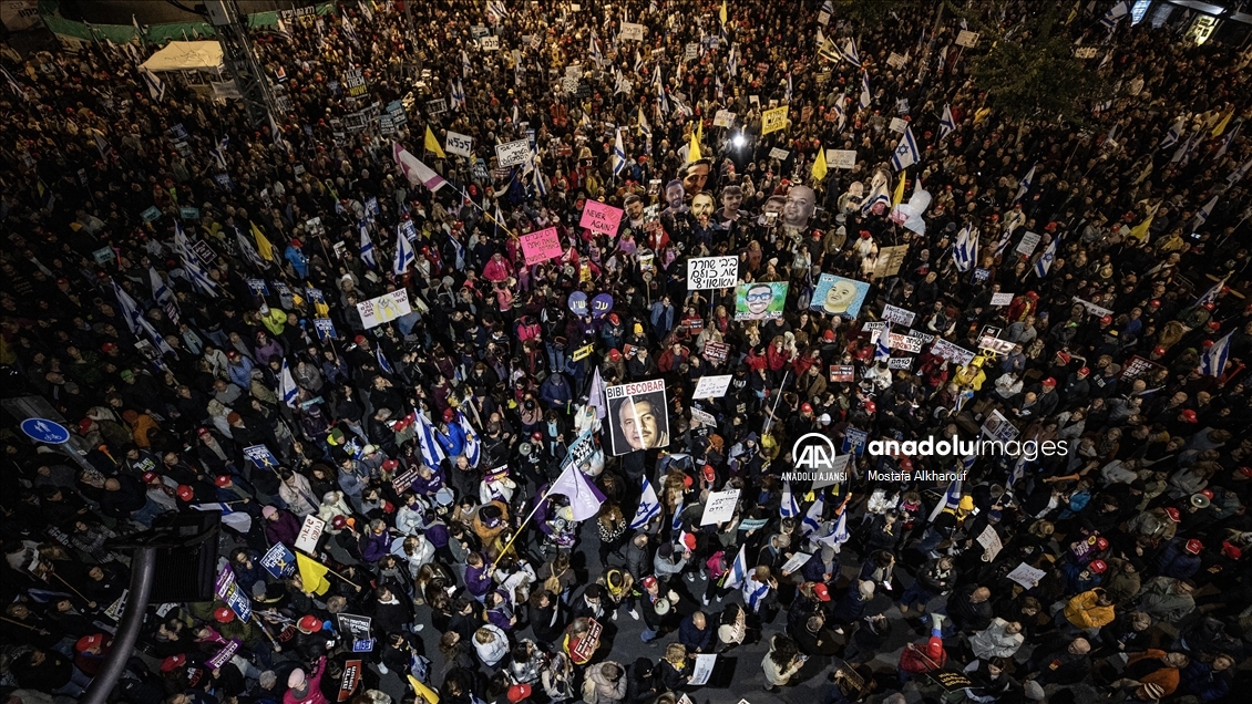 Ateşkesin kalıcı olması talebiyle Tel Aviv'de gösteri düzenlendi