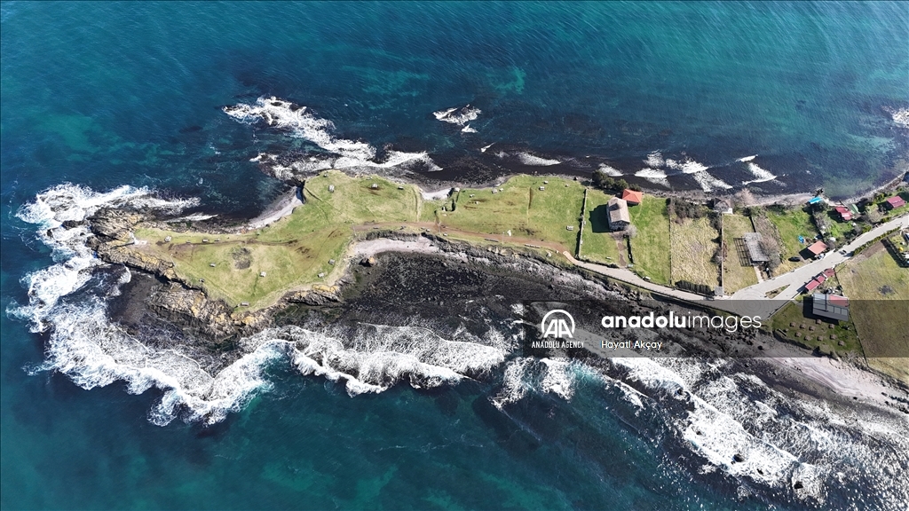 An aerial views of Cape Yason in Turkiye