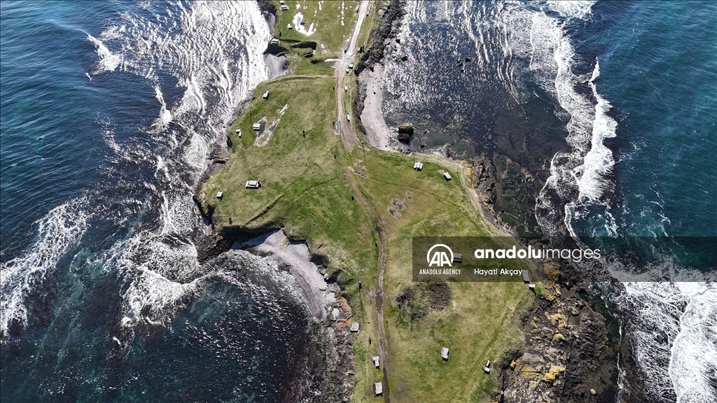 An aerial views of Cape Yason in Turkiye