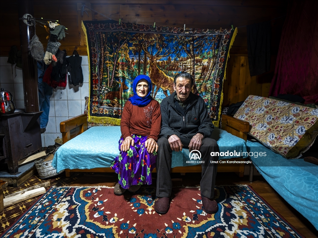 Artvin'in ahşap evleriyle öne çıkan Maden Köyünde kış mevsimi