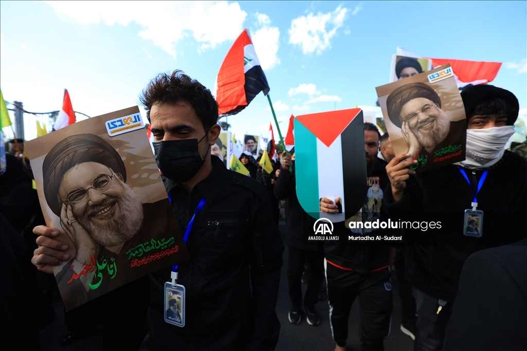 Irak'ta eski Hizbullah lideri Hasan Nasrallah için sembolik cenaze töreni düzenlendi