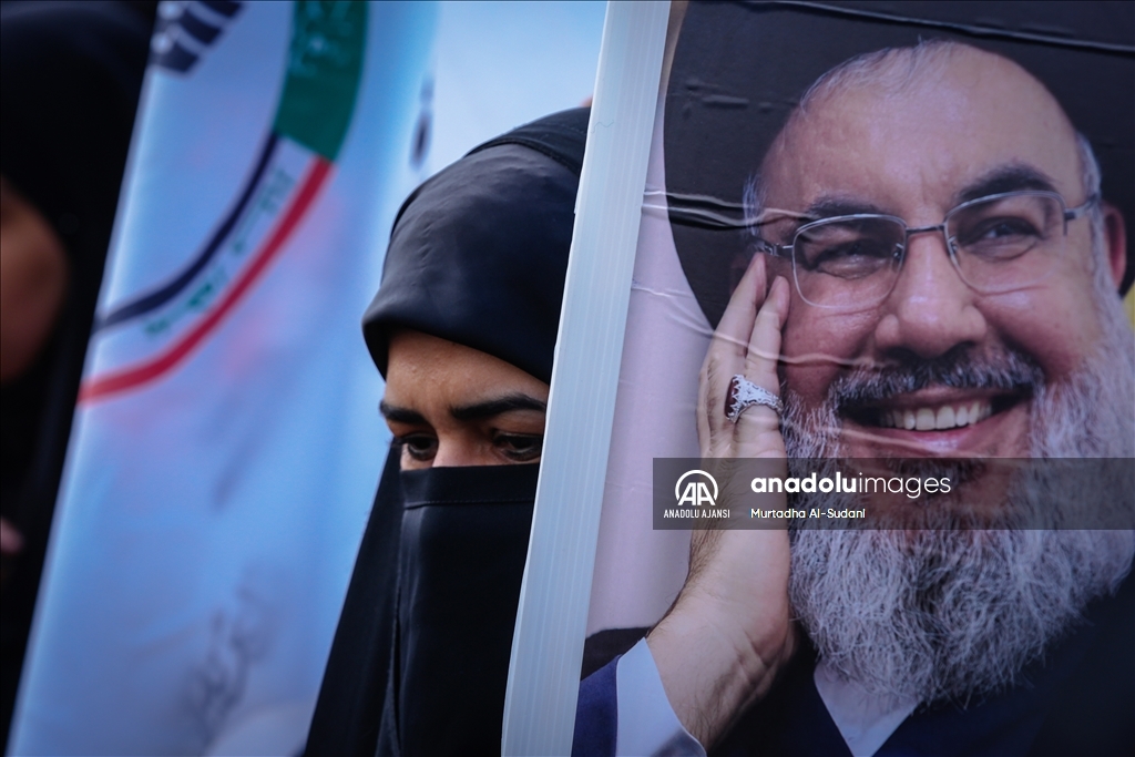 Irak'ta eski Hizbullah lideri Hasan Nasrallah için sembolik cenaze töreni düzenlendi
