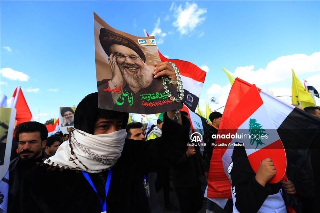 Irak'ta eski Hizbullah lideri Hasan Nasrallah için sembolik cenaze töreni düzenlendi
