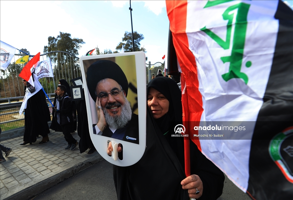 Irak'ta eski Hizbullah lideri Hasan Nasrallah için sembolik cenaze töreni düzenlendi