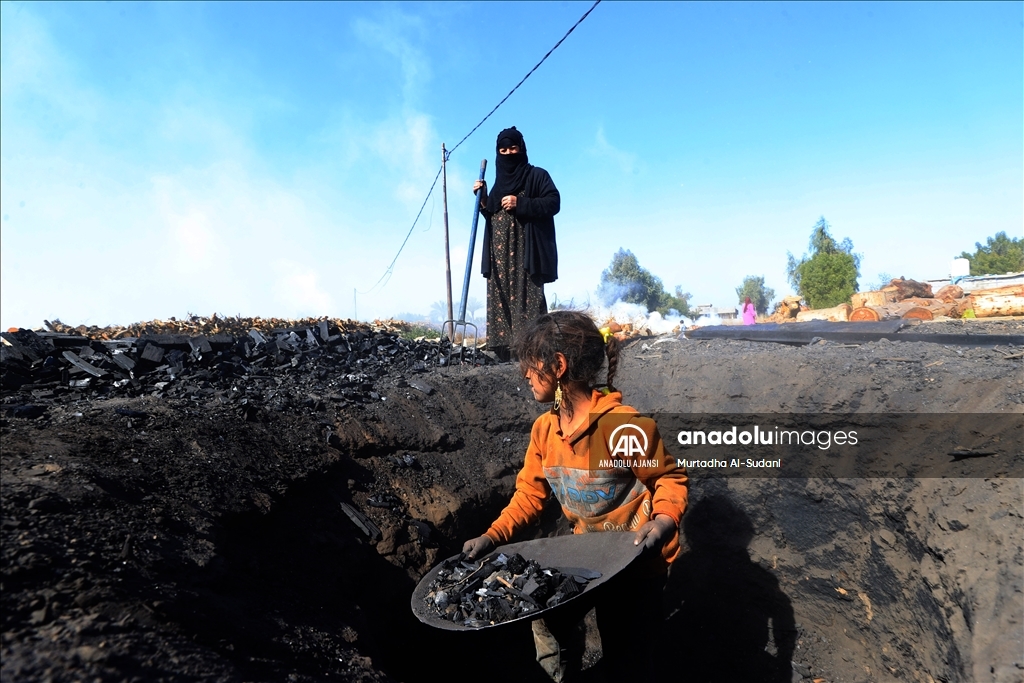 Iraklı yoksul aileler, ekmeğini "mangal kömüründen" çıkarıyor