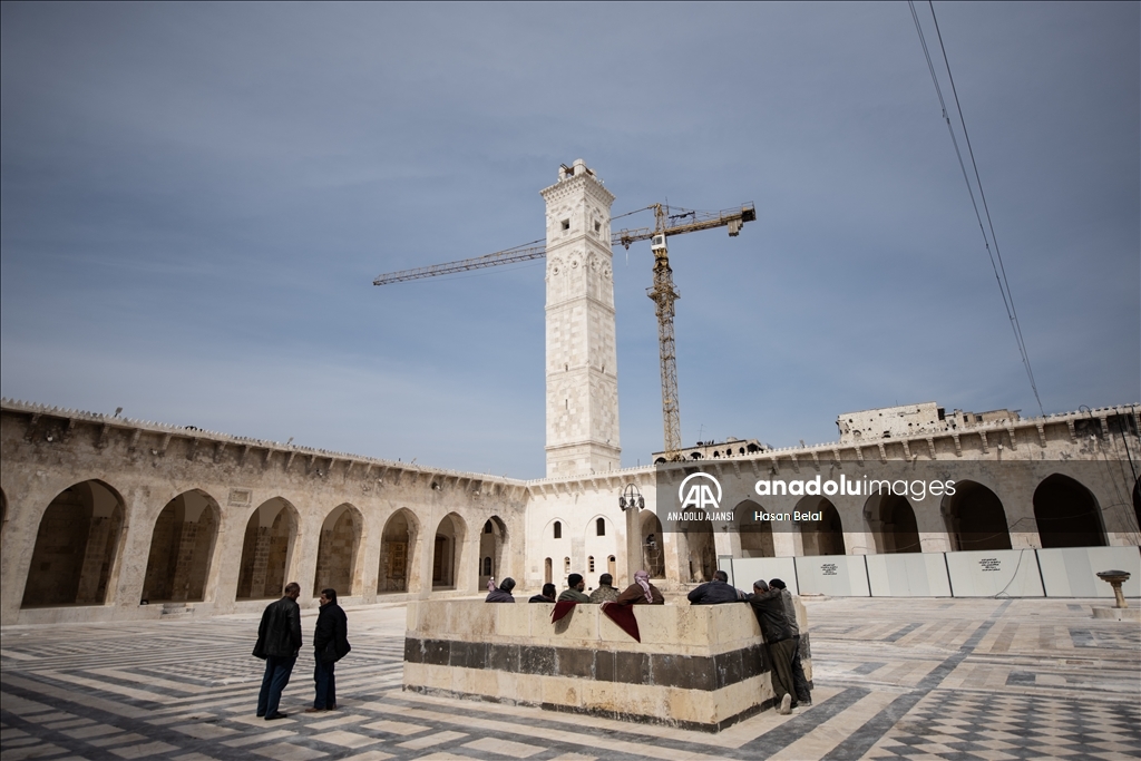 Halep’teki Emevi Ulu Camii’nde restorasyon çalışmaları sürüyor