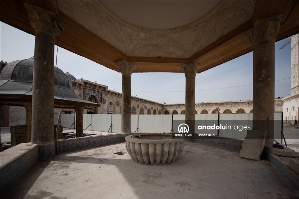 Halep’teki Emevi Ulu Camii’nde restorasyon çalışmaları sürüyor