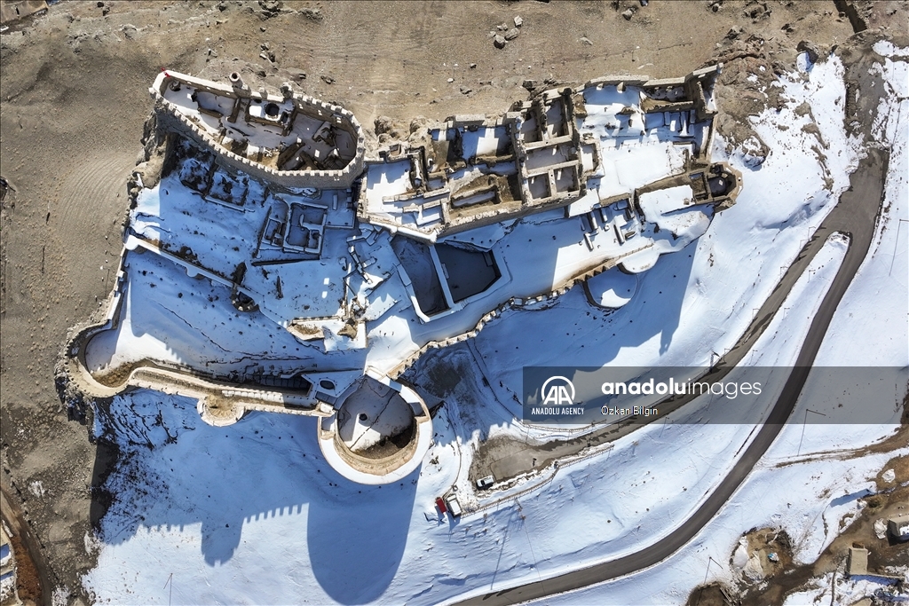 Hosap Castle under snow in Turkiye's Van