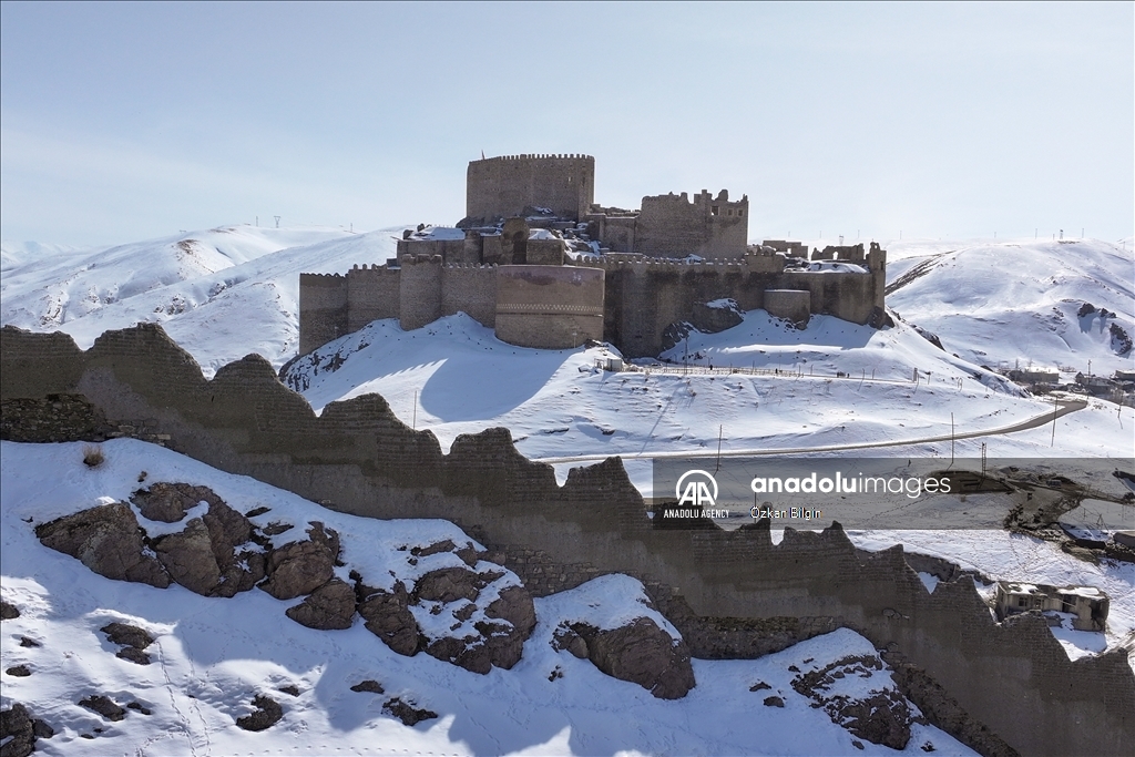 Hosap Castle under snow in Turkiye's Van