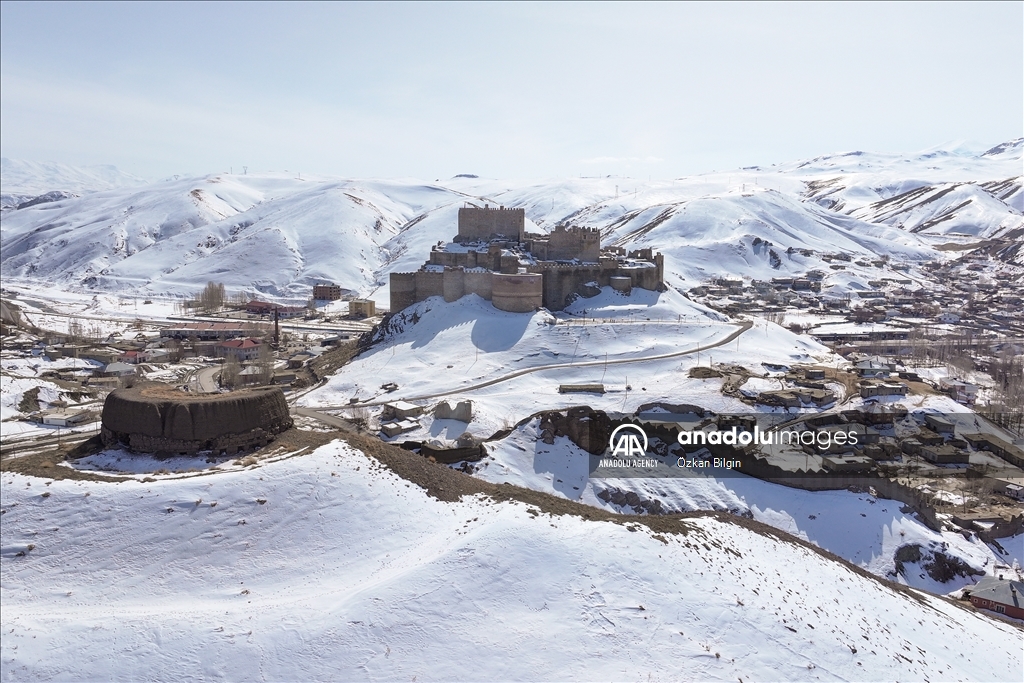 Hosap Castle under snow in Turkiye's Van