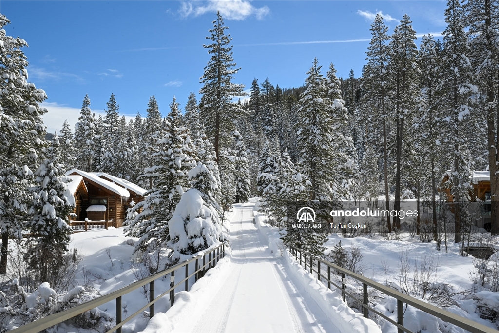 ABD'nin California eyaletindeki Truckee Nehri çevresi karla kaplandı