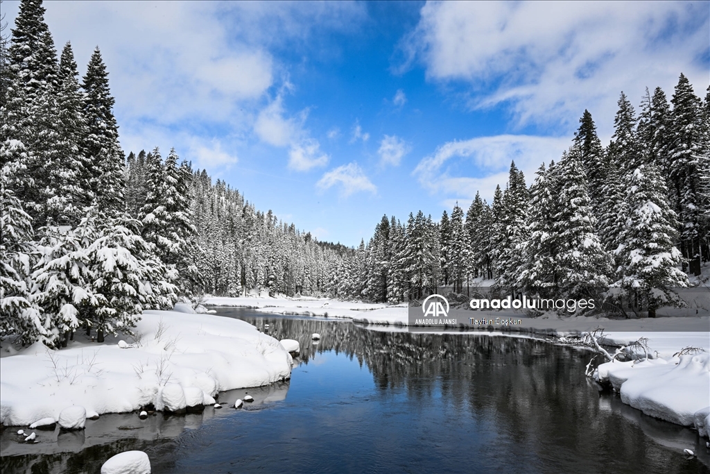 ABD'nin California eyaletindeki Truckee Nehri çevresi karla kaplandı