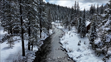 ABD'nin California eyaletindeki Truckee Nehri çevresi karla kaplandı