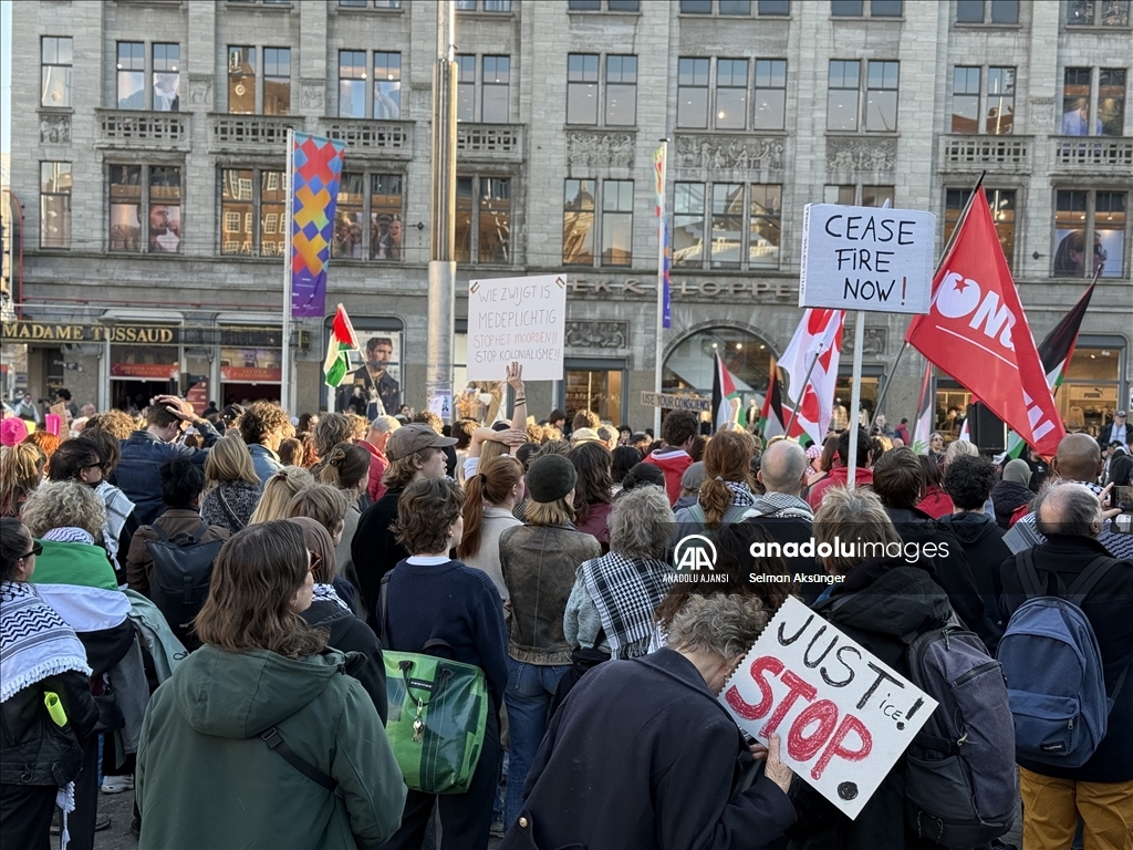 İsrail'in Gazze'de ateşkesi bozması, Amsterdam'da protesto edildi