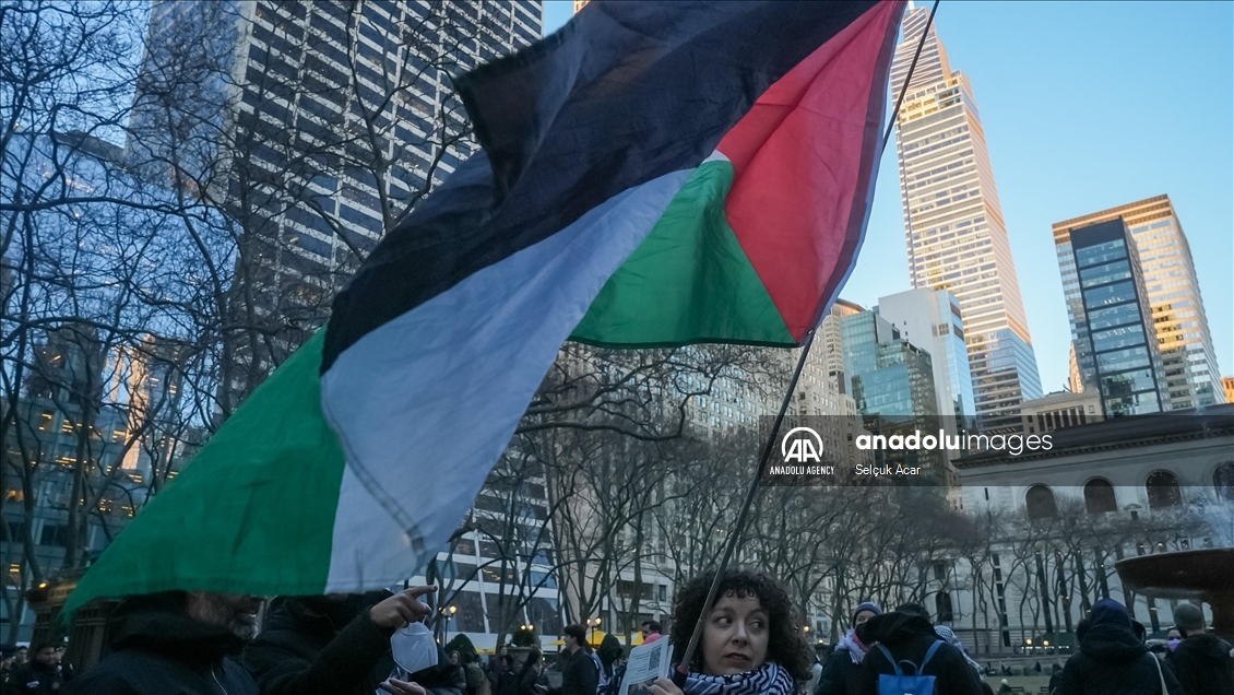 Pro-Palestinian Americans rally outside New York Times