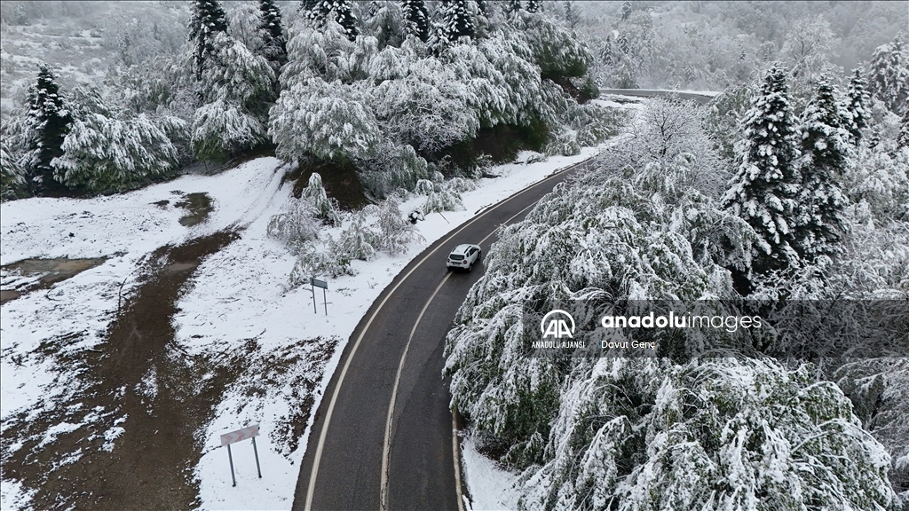 Sakarya'nın yüksek kesimlerine kar yağdı