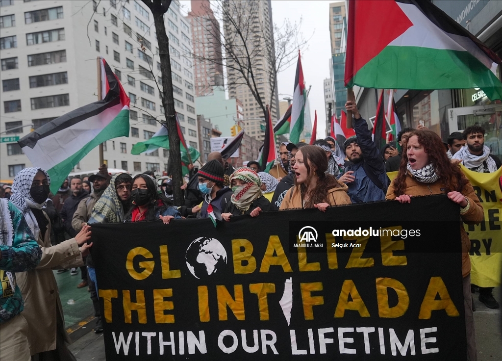 New York'ta Filistin yanlısı protesto düzenlendi