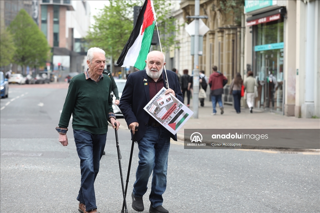 Belfast’ta Filistin’e destek gösterisi düzenlendi