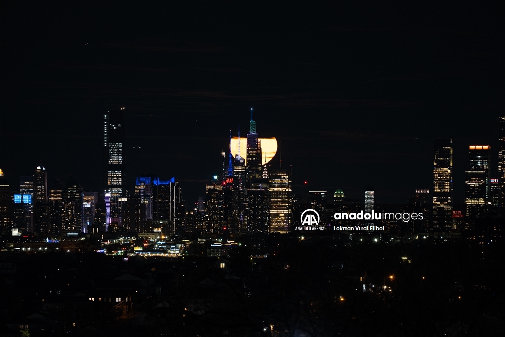 Pink Moon Rises in New York City