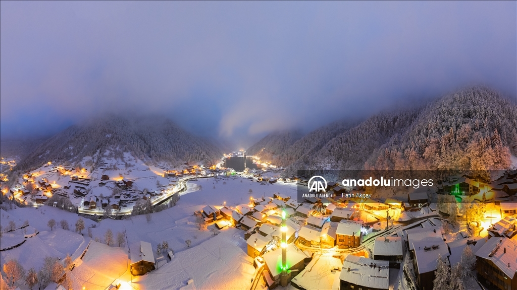 Snow blankets Lake Uzungol in Turkiye's Trabzon