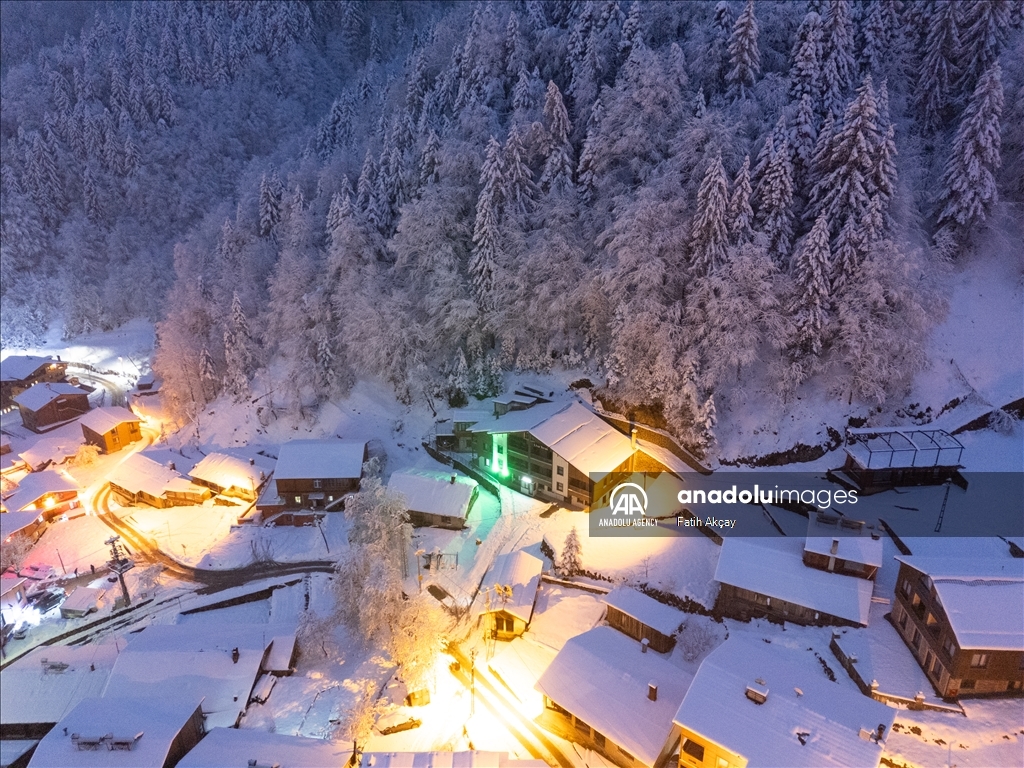 Snow blankets Lake Uzungol in Turkiye's Trabzon