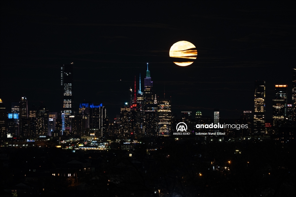 Pink Moon Rises in New York City