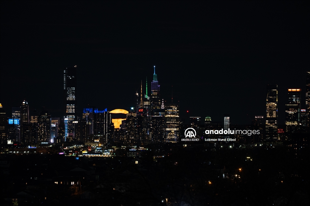 Pink Moon Rises in New York City