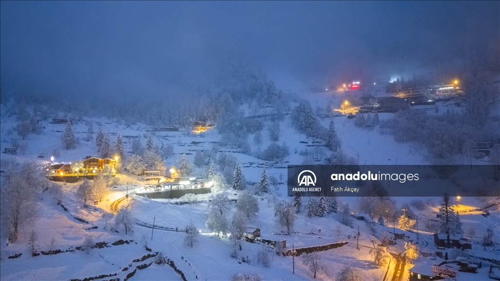 Snow blankets Lake Uzungol in Turkiye's Trabzon