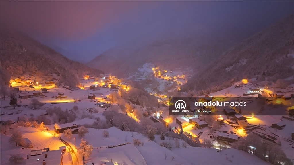 Snow blankets Lake Uzungol in Turkiye's Trabzon