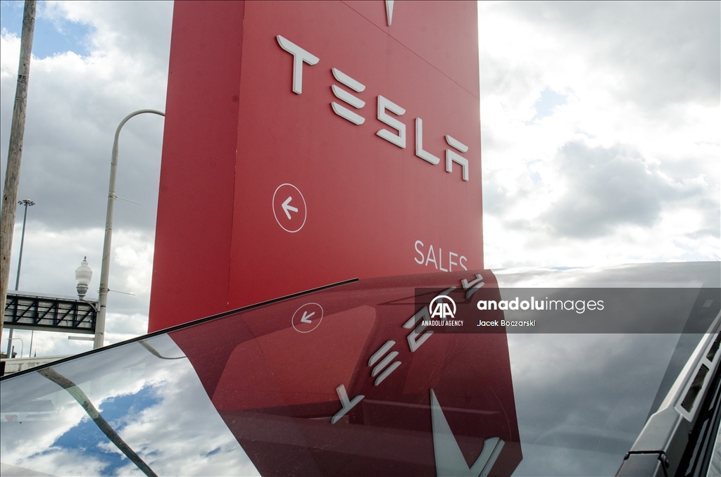 Протест у автосалона Tesla в США