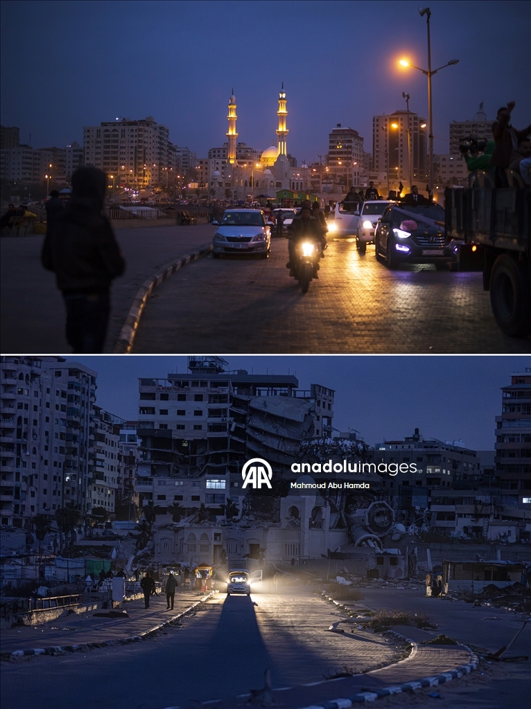 İsrail'in Gazze sahilindeki yıkımının etkisi, 'öncesi' ve 'sonrası' fotoğraflarla gözler önüne seriliyor