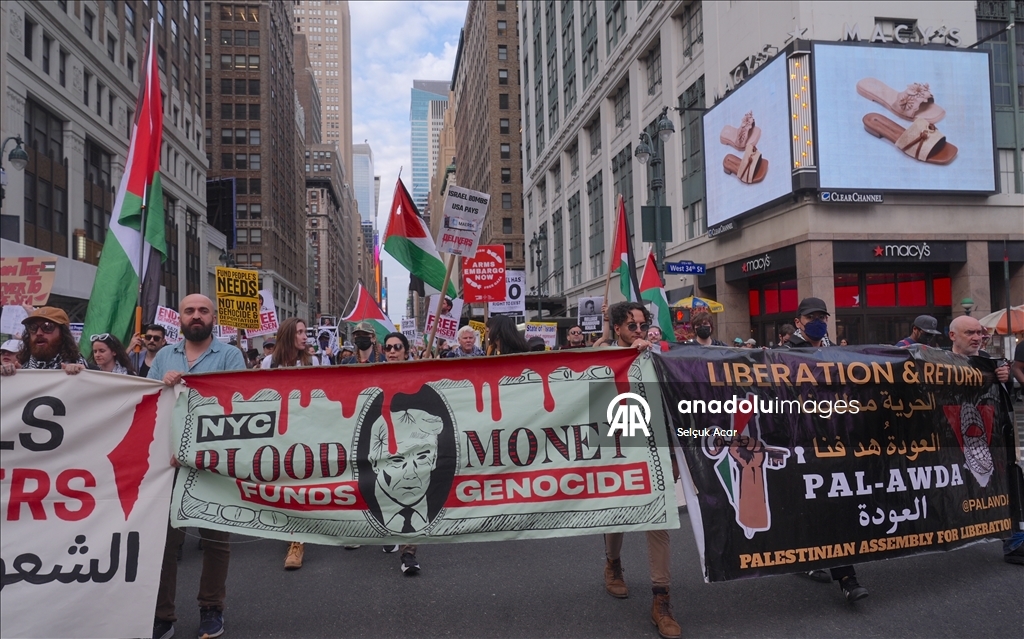 New York'ta "Gazze için Küresel Eylem Günü" dolayısıyla gösteri düzenlendi