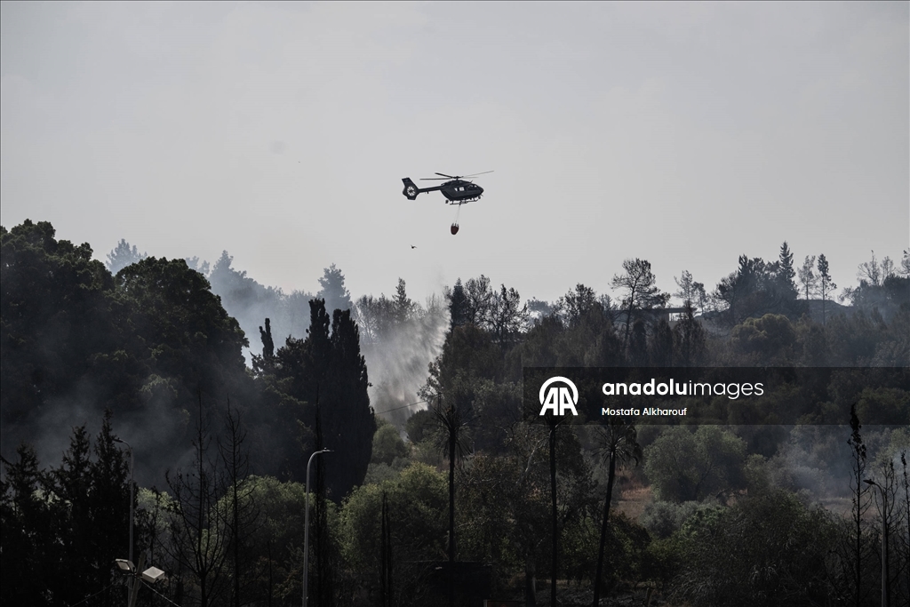 İsrail'de Kudüs ile Tel Aviv arasındaki ormanlık alanda çıkan yangınlar 11 noktada sürüyor