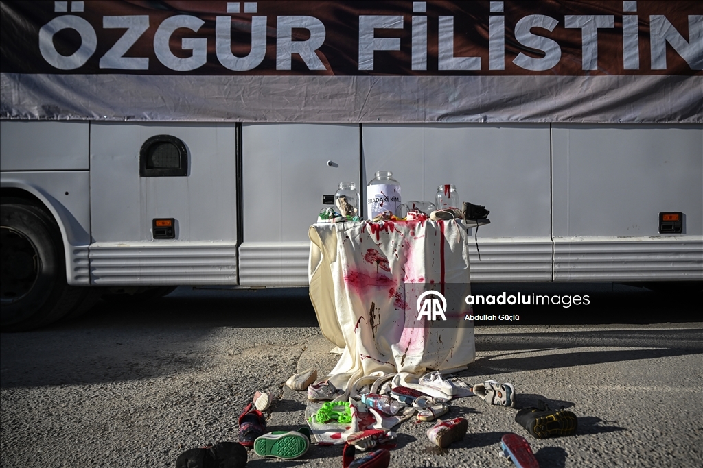 İsrail'in Gazze'ye saldırıları ABD'nin Ankara Büyükelçiliği önünde protesto edildi