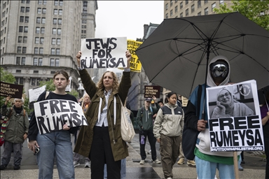 Protest in solidarity with Rumeysa Ozturk outside Federal Court in New York
