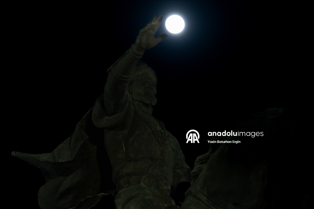 Full Moon, known as the "Full Flower Moon," rises over Tashkent