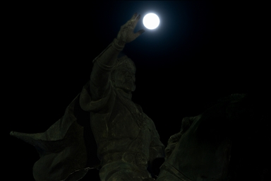 Full Moon, known as the "Full Flower Moon," rises over Tashkent