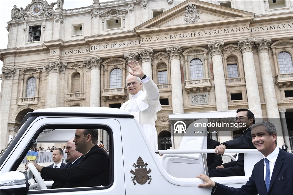 Pope Leo XIV attends his first general audience
