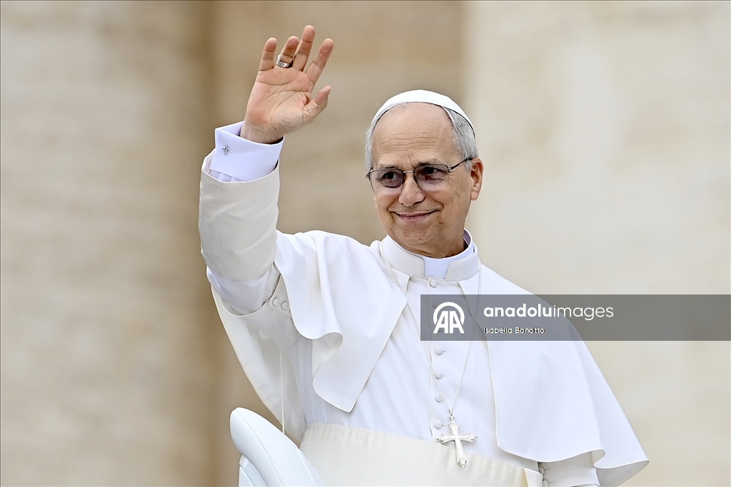Pope Leo XIV attends his first general audience