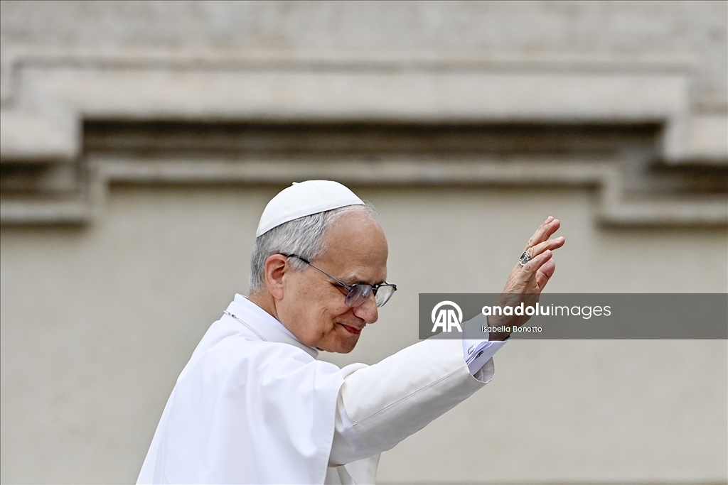 Pope Leo XIV attends his first general audience