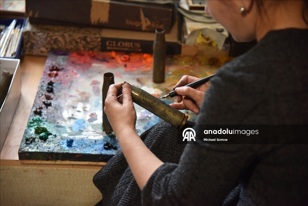 Painting on used ammunition in the Russian-Ukrainian war