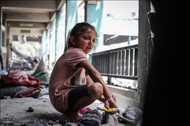 Young girl survives Gaza school fire after Israeli strike