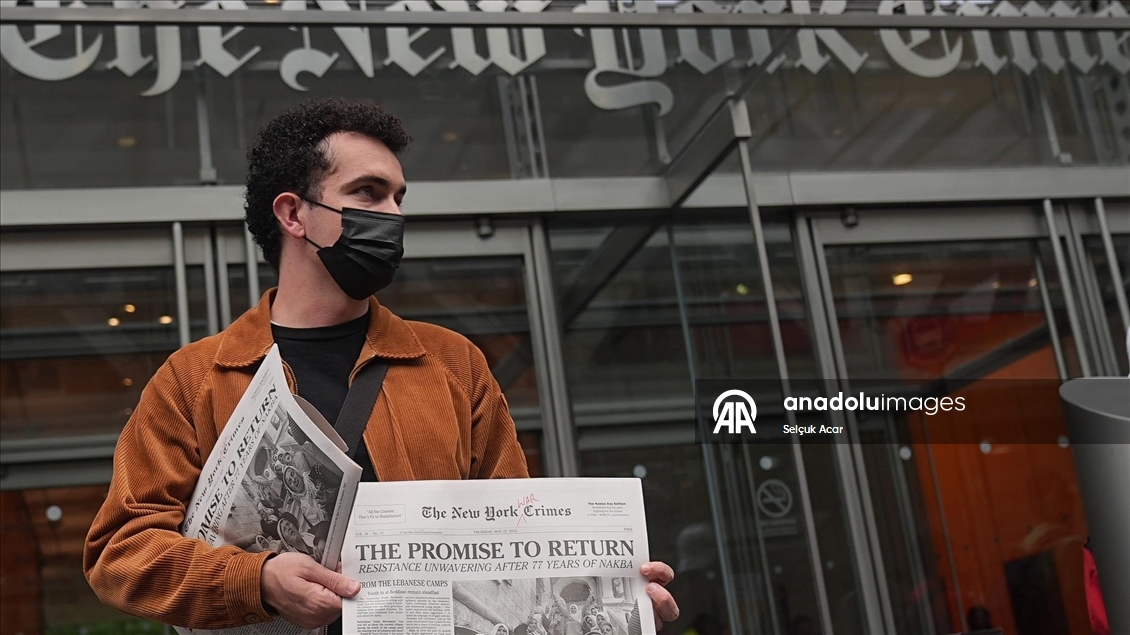 New York Times binası önünde Gazze protestosu