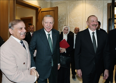 أردوغان يجتمع مع علييف وشريف في أذربيجان