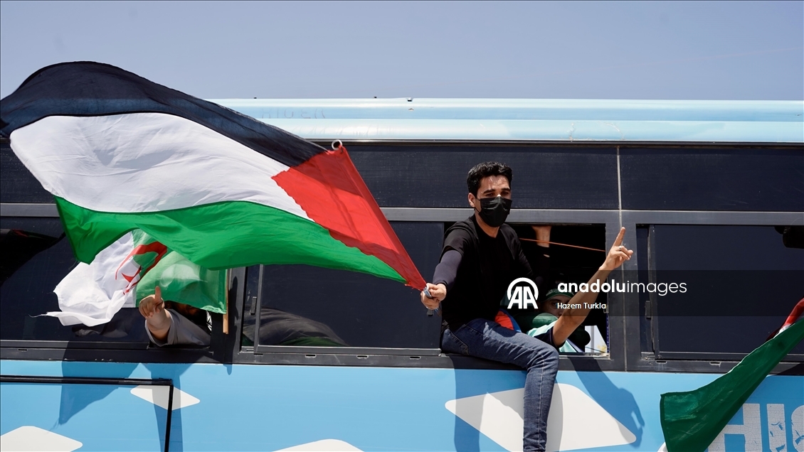 Gazze’ye doğru yola çıkan “Mağrib Direniş Konvoyu” Libya’daki ilk durağı Zaviye kentine ulaştı